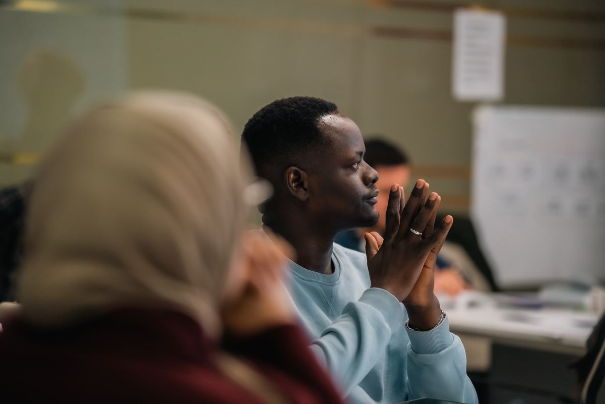 A participant listening during a CHI session